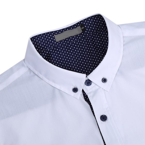 Herrskjorta Kortärmad Casual Skjorta med Ficka white M