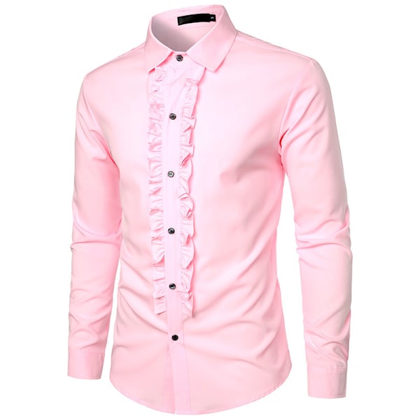 Miesten Tuxedo-paidat Slim Fit Rypytetty Hää- ja Illallinen Yläosat pink M