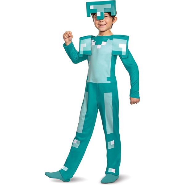 Pojkar Halloween Jumpsuit kostym, Enchanted Diamond Armor Outfit för barn Green XL