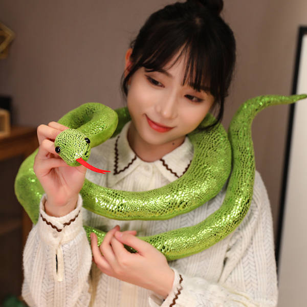 Simuleringsjätte Python Plyschleksak Lång Orm Plyschleksak Dekorerad Green 300cm