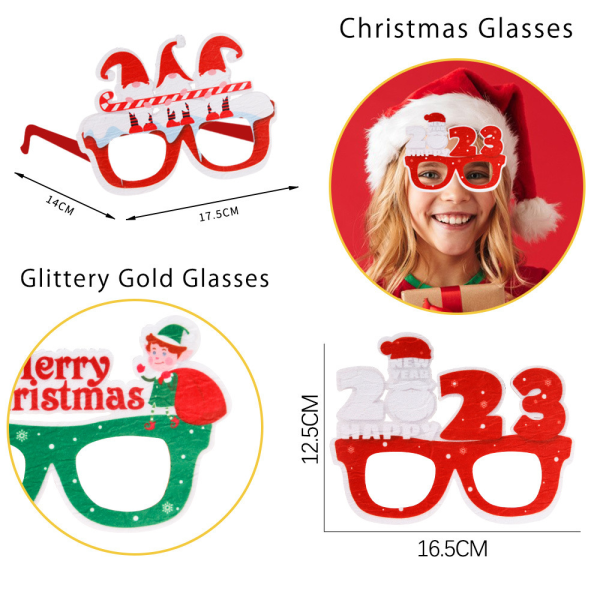 12 stilar Julfest Glasögonbågar Juldekoration Glasögonbågar