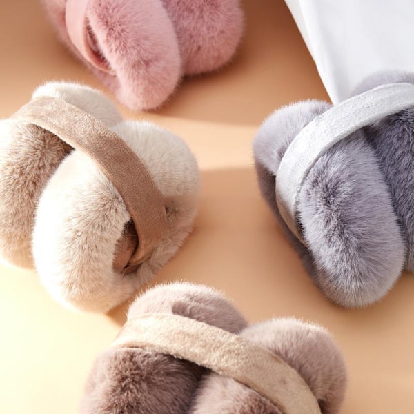 Korvatyynyt Talvi, Korvanlämmittimet Taitettavat Pehmeät Plushiset Korvatyynyt beige