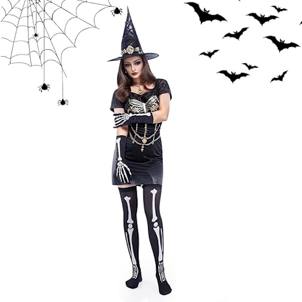 Halloween-Hodeskaller Hansker Strømper For Fest Cosplay Kostyme Gløder I Mørket Ordinary skeleton gloves+socks