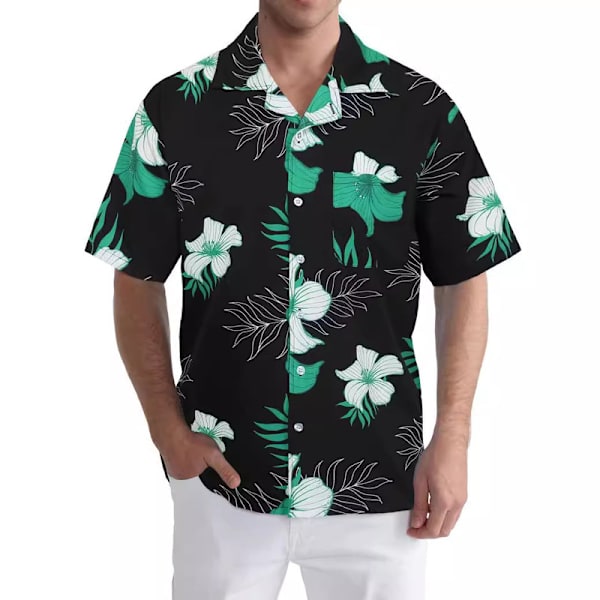 Miesten Havaijilaiset Paidat Lyhythihainen Napitettava Rentopaita Painettu Rantopaita Color 4 XL