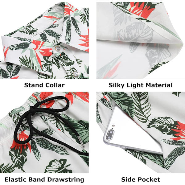 Herr Hawaiian skjorta och shorts white L