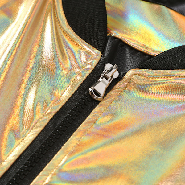 Metallisk jakke for menn 70-talls Disco Party Varsity-jakke gold M