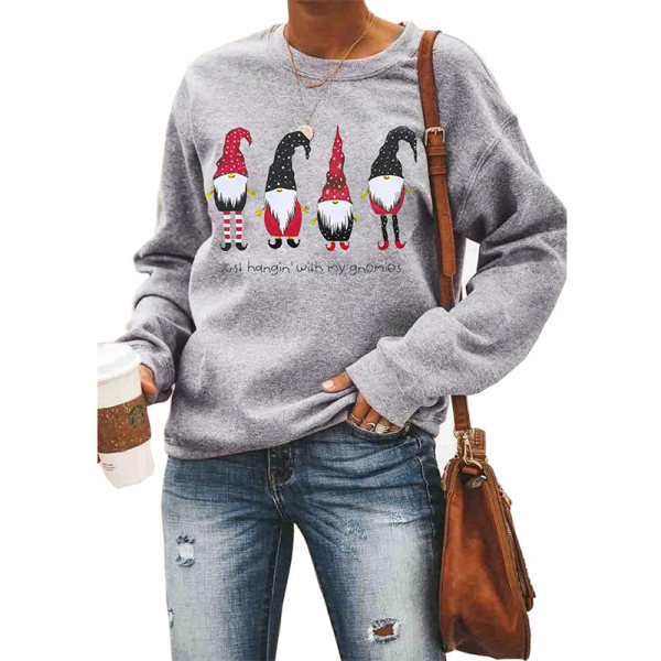 Dam jultröjor i fleecetröjor Långärmade fuzzy sweatshirts Gray#7 XL