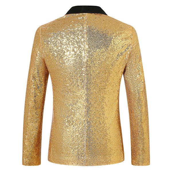 Menn's Sequin Blazer Dress One Button Slim Fit Menn's Sequin Jakke gold L