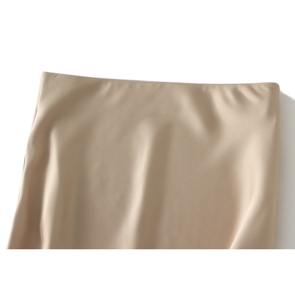Satin midikjol Långa kjolar med hög midja för kvinnor gold XL