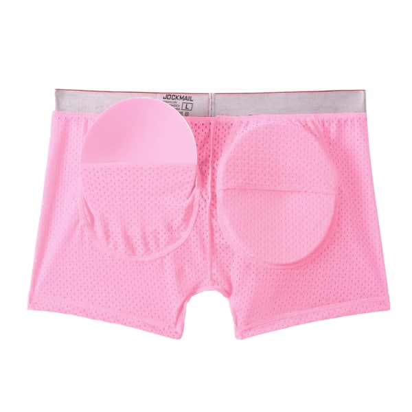 Herrunderkläder Boxer Mesh Herrunderkläder med vadderade underkläder med höftkuddar Pink L