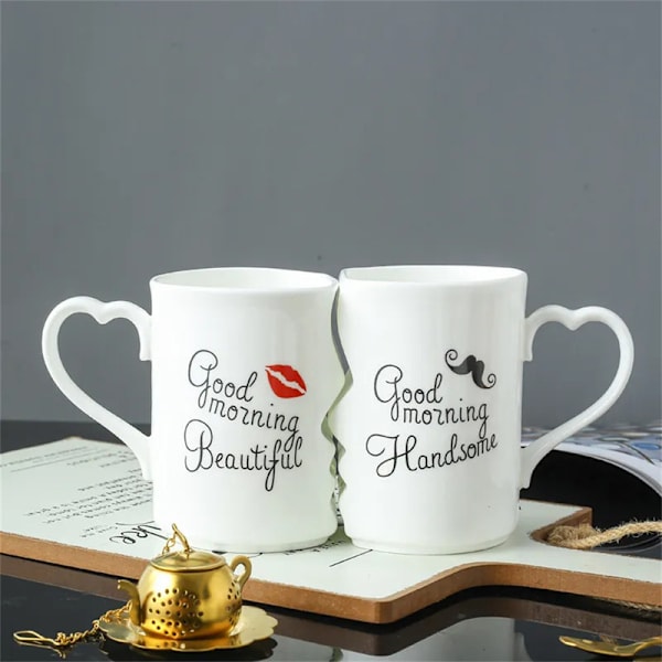 2 stk Valentinsdaggave - Keramiske Par Kyss Kopper Mr og Miss Par Kopper Style 2