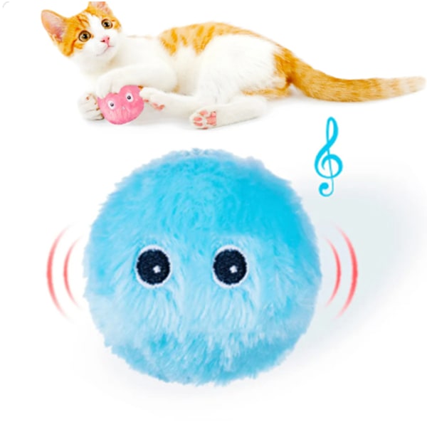 Smart interaktiv boll Kattmynta Kattleksaker Husdjursleksak Katt Pipande rörlig plyschleksak Blue