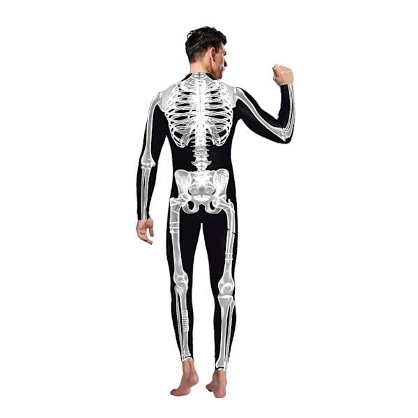 Mænd Halloween Skelet Jumpsuit, 3D Skull Cosplay Kostume L