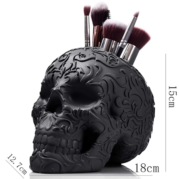 Skalle Makeupborste, Godissskål & Pennställ, Halloween Goth Dekorationer