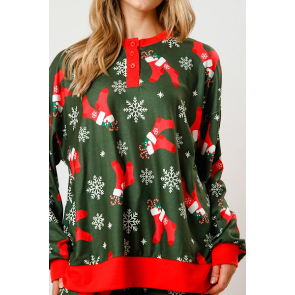 Dam Candy Cane Julpyjamas Randig Loungeset Jul-PJs Set green S