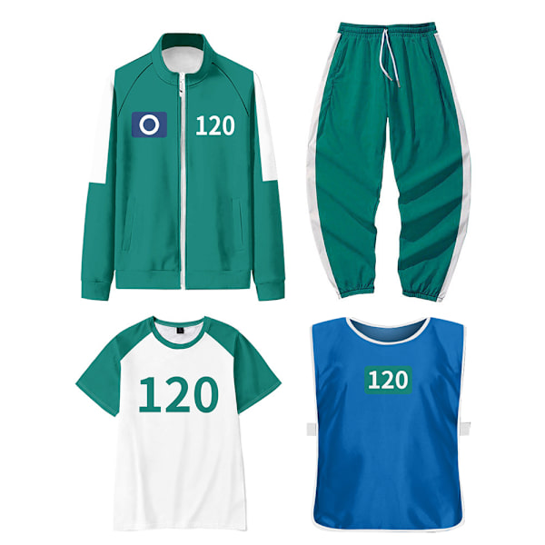 Squid Game 3-personers Cosplay Kostume Træningsdragt Komplet Beklædningssæt 120 2XL