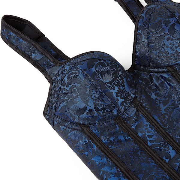 Halter-korsett i jacquardvev, gotisk punk-bustier, formende undertøy Blue 4XL