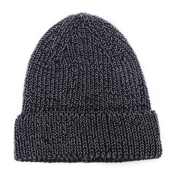 Reflekterande Stickade Mössor Hög Synlighet Vinter Varma Hattar Kvinnor Män Bonnet black