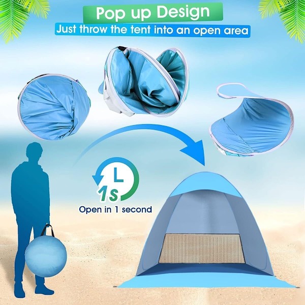 Pop-up-tält för 3-5 personer, solskyddstält för stranden