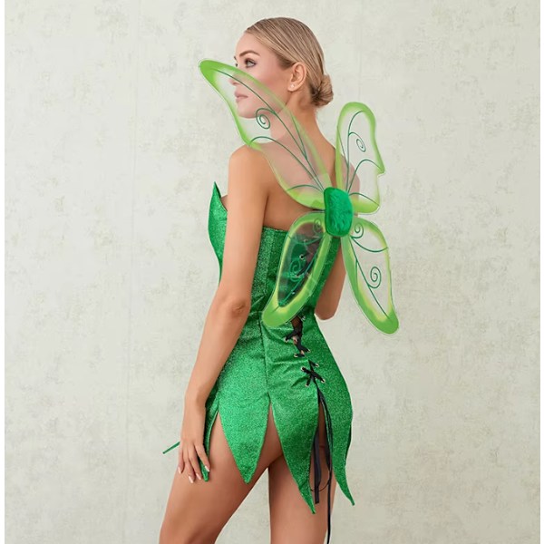 Kvinnors Kostym Cosplay Klänning Mini Klänning med Fjärilsvingar Halloweenfest S