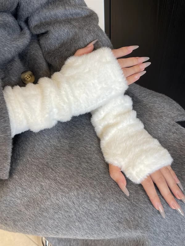 Armvarmere for kvinner Vinter Søte Fingerløse Hansker white
