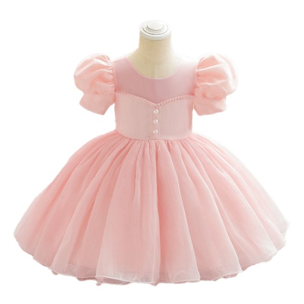 Jentedress til bursdagsfest, kommunionsfest, prinsessekjole Pink 100cm