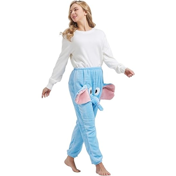 Roliga Elefant Pyjamasbyxor, Söta Tredimensionella Parpyjamasbyxor blue L