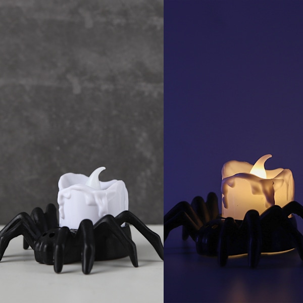 6 kpl Halloween-hämähäkkilyhtyjä, LED-liekittömiä valoja white