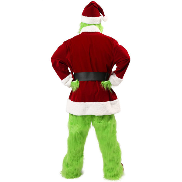 Grön tomtedräkt Vuxen 7st, jultomtekostym för män XL