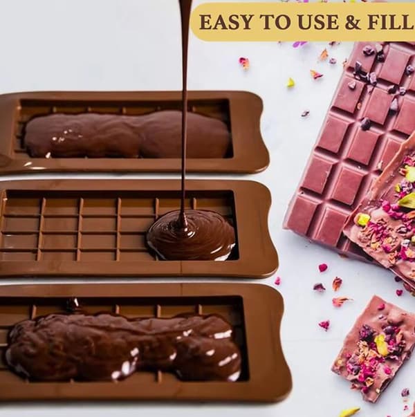 4 stk. Chokoladebarforme i Silikon - Til Fondant, Kaffe m.m.