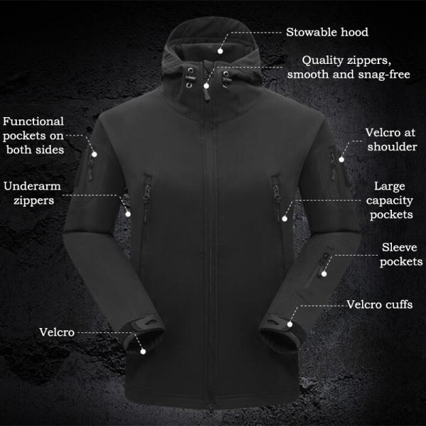 Tactical jacka och byxor för män, fleecefodrade vattenavvisande mjuka vinterrockar Khaki XL