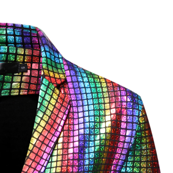 Mænds Metallic Jakke Blazer 70'er Disco Party Sportjakke colorful M