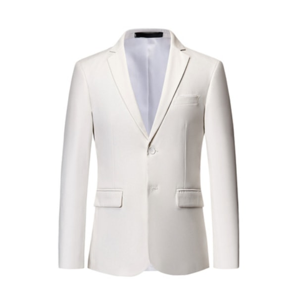 Herrejakkesæt Regular Fit Mænd En-Knaps Blazer Bukser Sæt til Mænd Bryllup Forretning Formelle Sæt White 4XL