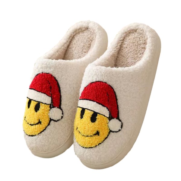 Christmas Älg Tofflor För Kvinnor Fuzzy Fluffy Tofflor Santa Hat 44-45