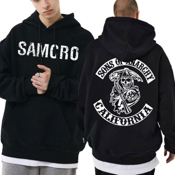 Sons Of Anarchy Samcro Hoodie Dubbelsidigt print Hoodie Shirt Top Black XL