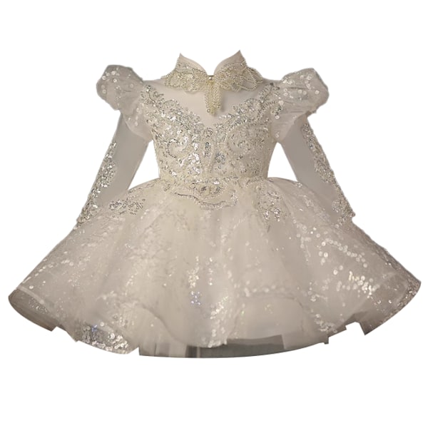 Elegant Kjole Jente Baby Bobleermet Mesh Paljettkjole 100