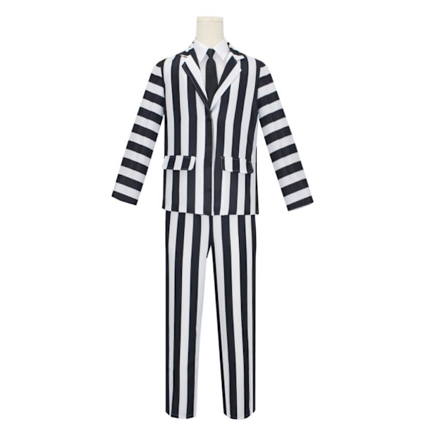 4 stk. Beetlejuice Kostume til Mænd Sort og Hvid Stribet Suit black M