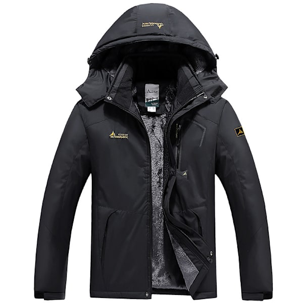 Vattentät Skidjacka för Herrar, Varm Snöjacka för Vinter black 4XL
