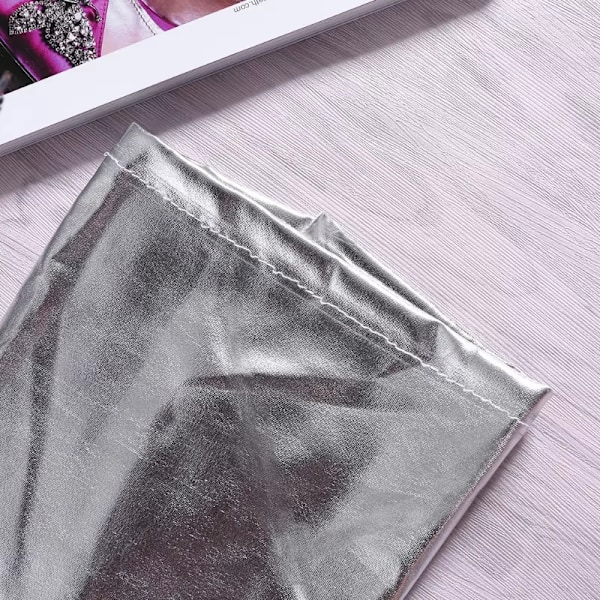 Dam Overknästrumpor Faux Läder Byxor Långa Overknee Strumpbyxor silver
