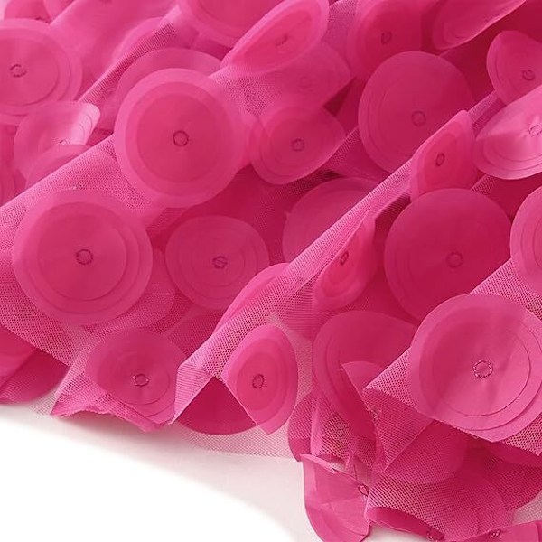 Tullkjol Kvinnor 3D Polka Dot Mesh Flytande A-Linje Midi Kjolar rose red