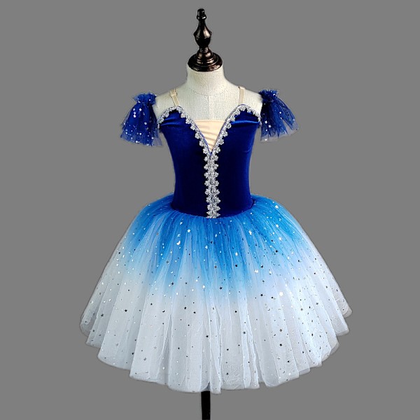 Balletskørte til Piger, Danseskørte, Stram Balletkjole blue 130