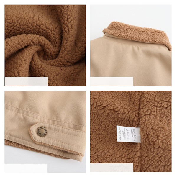 Mænds Vinterjakke Varmt Fleeceforet Frakke Light Khaki 4XL