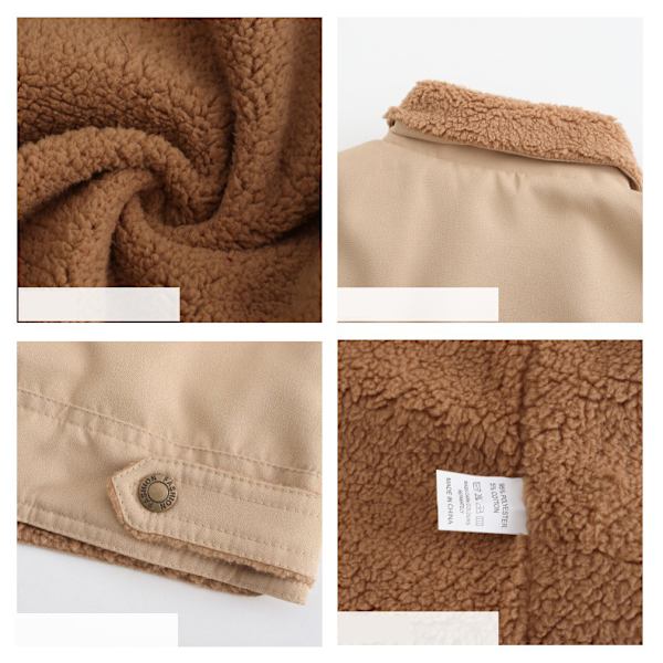 Mænds Vinterjakke Varmt Fleeceforet Frakke Light Khaki L