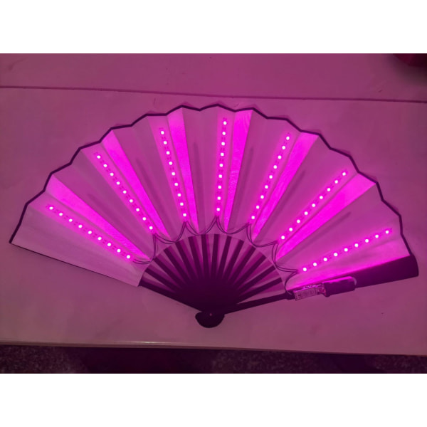 Glødende Foldbar LED-Fan Dansende Lys Fan Nat Show Glød I Mørket Festartikler Pink