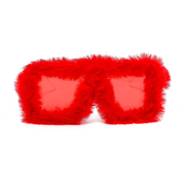 Kvinners Fuzzy Square Cat Eye Solbriller Fest Maskerade Disco Briller Red