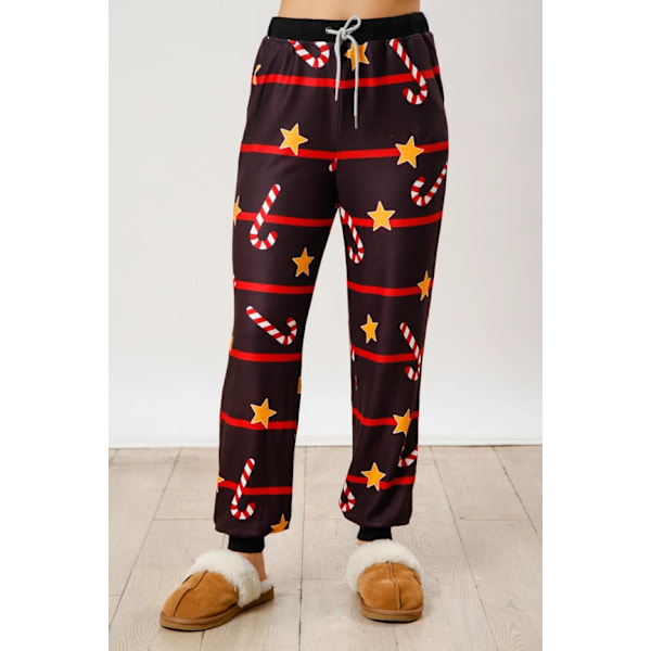 Dam Candy Cane Julpyjamas Randig Loungeset Jul-PJs Set black L