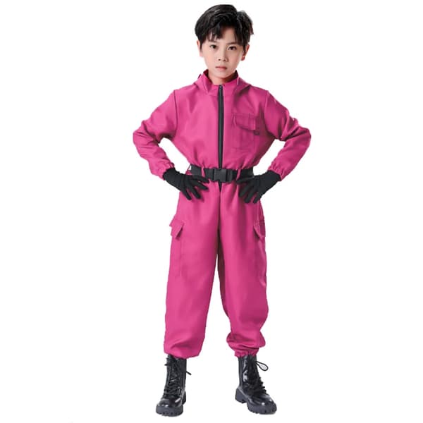 Squid Game 2 Barn Vakt Jumpsuit Med Mask Clothes+triangular mask 140
