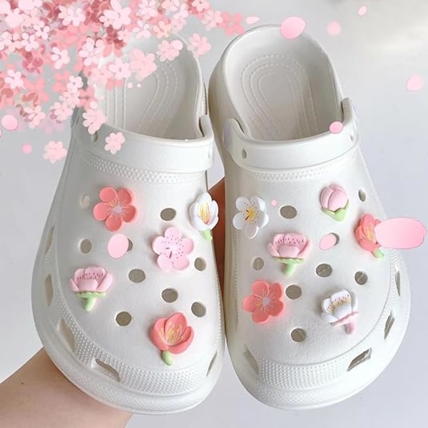 Crocs-korujen Coquette-jousi-kukkaset vaaleanpunaisena, kukkakorut kenkiin
