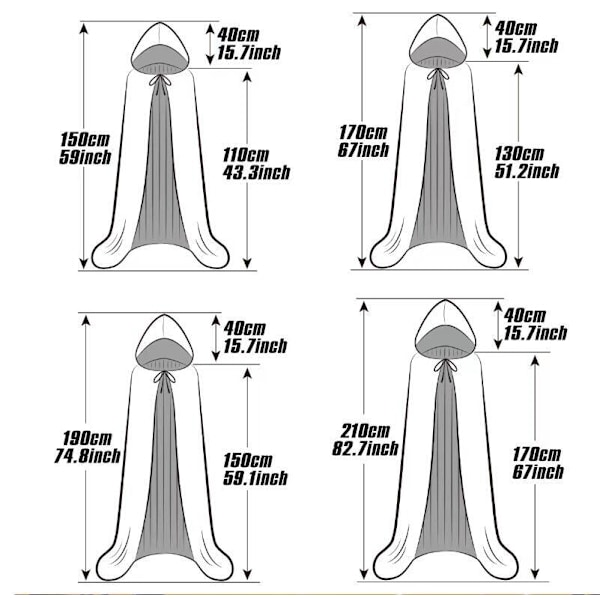 Unisex Hættekappe, Halloween Kappe til Cosplay white 90cm without hat