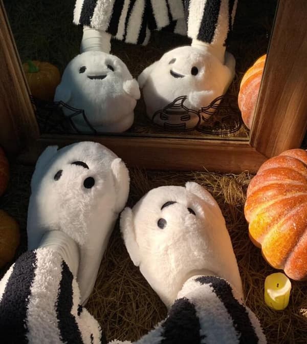 Halloween Spøkelsesfladdermus Design Dame Vintertøfler 40-41